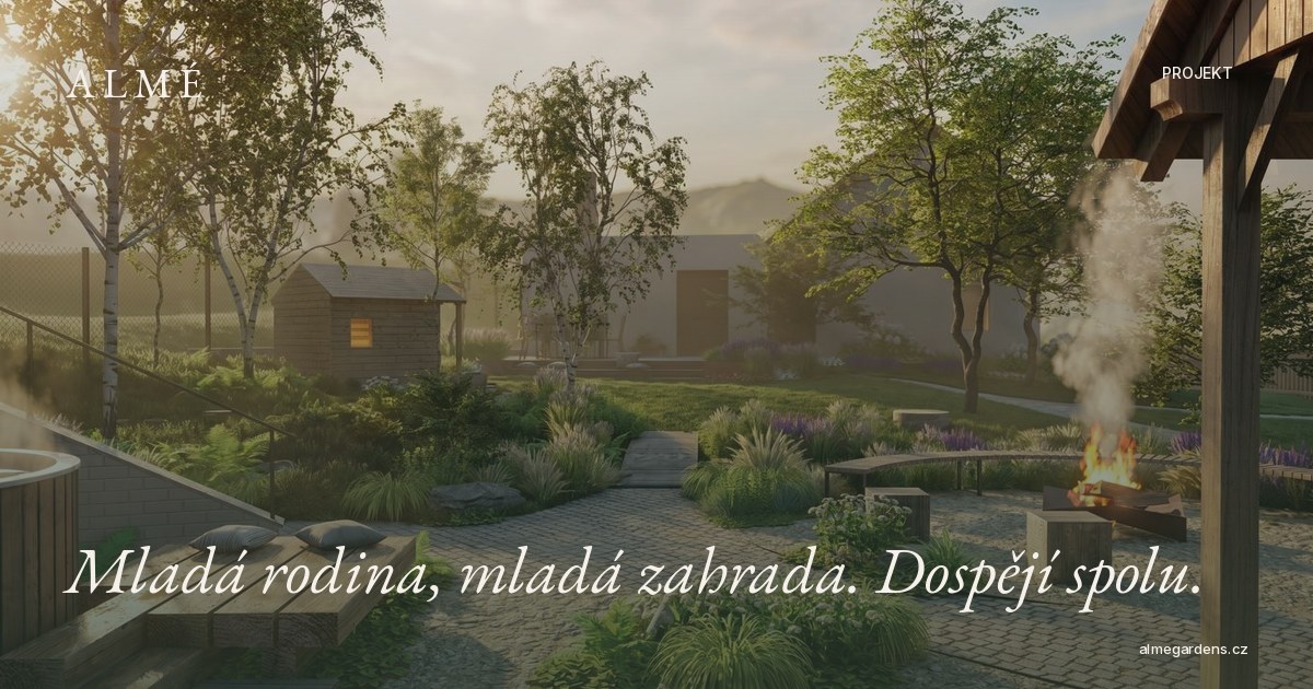 Zahrada pro mladou rodinu v jižních Čechách